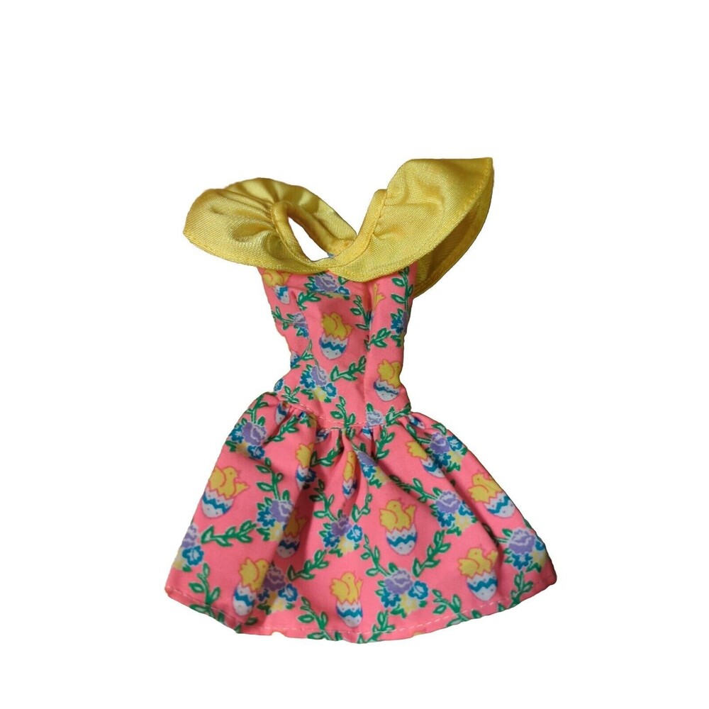 Easter Party Barbie Dress Pink Yellow Chicks Eggs 1994 Vintage Fashion